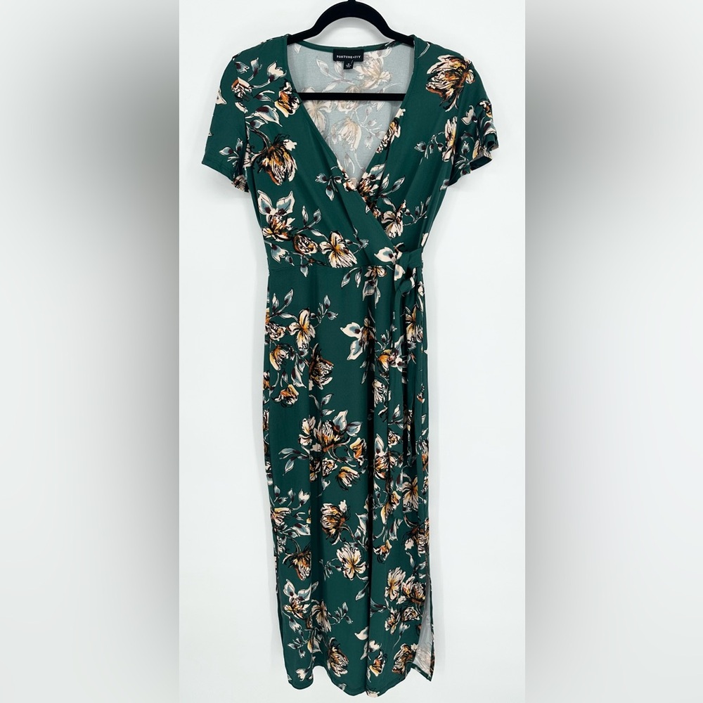 Fortune + Ivy Irene Faux‎ Wrap Brushed Knit Straight Hem Maxi Dress- Size Medium